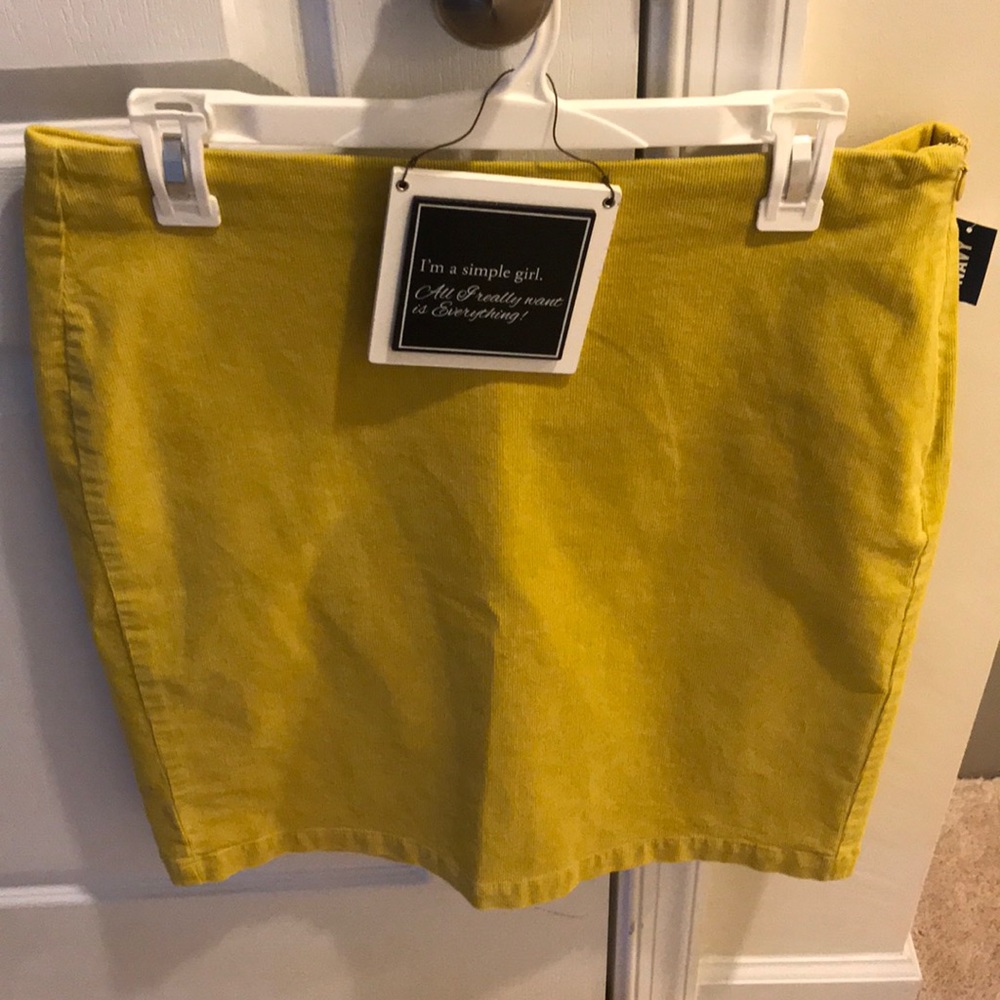 Mustard/yellow corduroy skirt- new with tag!